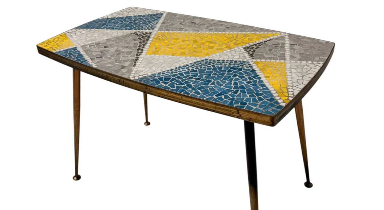 Mid-Century Modern Coffee Table with Mosaic Top by Berthold Muller, 1950s